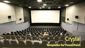  Presentation with cinema - Amazing slides having video curtains - unrecognizable people in a cinema backdrop and a tawny brown colored foreground