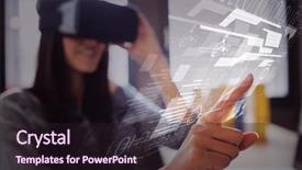  Presentation with virtual reality - Beautiful slides featuring video earth - interface against woman using virtual backdrop and a wine colored foreground