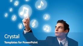  Presentation with abstract digital business interface - Presentation theme with video fingerprinting - business man pressing a digital background and a teal colored foreground