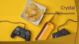  Presentation with video game - Beautiful PPT theme featuring video game controllers beer backdrop and a gold colored foreground