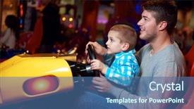  Presentation with video game - Beautiful slides featuring video game in playground theme backdrop and a ocean colored foreground