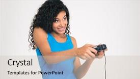  Presentation with war video game - PPT theme with video game with joystick background and a lemonade colored foreground