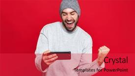  Presentation with video games playing - Amazing slide deck having video games isolated over red backdrop and a red colored foreground