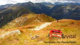  Presentation with mountains - Presentation theme having video grass sun - mountains stormy landscape background and a  colored foreground