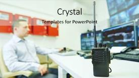  Presentation with video surveillance - Presentation theme consisting of video monitoring surveillance security system background and a sky blue colored foreground