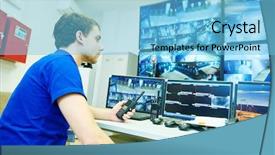  Presentation with video surveillance - Cool new PPT layouts with video monitoring surveillance security system backdrop and a light blue colored foreground