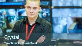  Presentation with video surveillance - PPT theme featuring video monitoring surveillance security system background and a  colored foreground