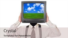 Presentation with head - Theme having video nature - man with tv screen background and a soft green colored foreground