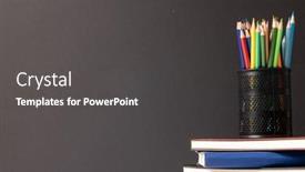  Presentation with stack books - Presentation design enhanced with video-of-composition-of-crayons background and a dark gray colored foreground