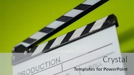  Presentation with video production - Slides with video-production-movie-clapper-cinema background and a light gray colored foreground