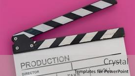  Presentation with action movie - Colorful theme enhanced with video-production-movie-clapper-cinema backdrop and a light gray colored foreground