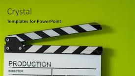  Presentation with action movie - Audience pleasing slides consisting of video-production-movie-clapper-cinema backdrop and a gold colored foreground