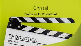  Presentation with action movie - Colorful PPT layouts enhanced with video-production-movie-clapper-cinema backdrop and a yellow colored foreground