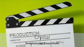  Presentation with action movie - Beautiful presentation theme featuring video-production-movie-clapper-cinema backdrop and a light gray colored foreground