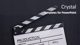  Presentation with video production - Presentation theme having video-production-movie-clapper-cinema background and a dark gray colored foreground