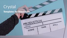  Presentation with action movie - Colorful theme enhanced with video-production-movie-clapper-cinema backdrop and a light blue colored foreground