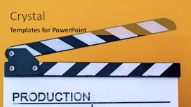  Presentation with action movie - Slides featuring video-production-movie-clapper-cinema background and a yellow colored foreground