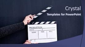  Presentation with video production - Slides with video-production-movie-clapper-cinema background and a tawny brown colored foreground