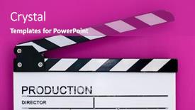  Presentation with action movie - Presentation having video-production-movie-clapper-cinema background and a purple colored foreground