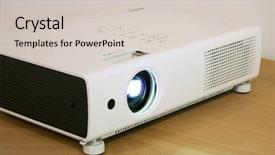  Presentation with projector - PPT theme having video projector for work presentation or home cinema entertainment background and a light gray colored foreground