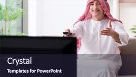  Presentation with man watching woman preparing vegetables - PPT theme with video saudi - arab man watching tv background and a  colored foreground