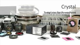  Presentation with photo show - PPT layouts with equipment for photo and video background and a white colored foreground