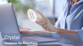  Presentation with video - PPT layouts with video-streaming-concept-with-woman background and a seafoam green colored foreground