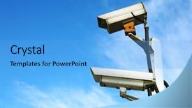  Presentation with sky blue - Cool new presentation theme with video surveillance - cctv with blue sky backdrop and a light blue colored foreground