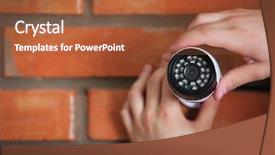  Presentation with cctv - Colorful theme enhanced with video surveillance - professional cctv technician working backdrop and a red colored foreground