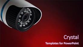  Presentation with cctv camera - Colorful theme enhanced with video surveillance - security cctv camera on red backdrop and a  colored foreground