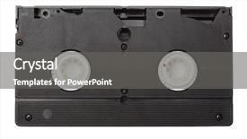  Presentation with barricade tape red and white - Cool new PPT theme with video tapte - vhs tape isolated on white backdrop and a gray colored foreground