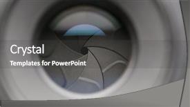  Presentation with military security camera - PPT theme enhanced with video target - professional camera aperture background and a dark gray colored foreground