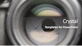  Presentation with illustration of a camera lens - Beautiful theme featuring video target - professional lens camera aperture backdrop and a  colored foreground