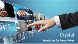  Presentation with photo album - Presentation theme featuring video technology - businessmen and reaching images streaming background and a ocean colored foreground
