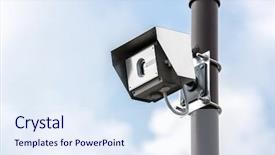  Presentation with security camera - Amazing PPT theme having video technology - security camera cctv with blue backdrop and a  colored foreground