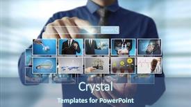  Presentation with photo album - Amazing theme having businessmen and reaching images streaming backdrop and a ocean colored foreground