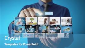  Presentation with photo album - Beautiful PPT layouts featuring cinema advertising - businessmen and reaching images streaming backdrop and a teal colored foreground