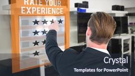  Presentation with telephone - PPT theme consisting of video stars - rear view of young businessman background and a tawny brown colored foreground