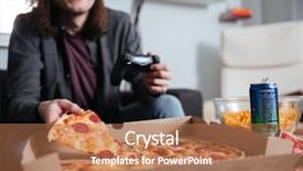  Presentation with play - Slide deck enhanced with videogame - cropped image of young man background and a coral colored foreground