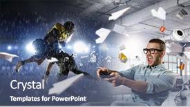  Presentation with fun - Cool new theme with videogame - gamer guy having fun mixed backdrop and a ocean colored foreground