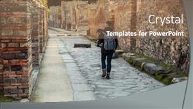  Presentation with videographer - PPT theme consisting of videographer-filming-ruins-of-famous background and a coral colored foreground