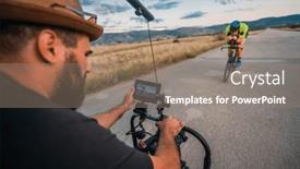  Presentation with videographer - Presentation with videographer-recording-a-triathlete-riding background and a gray colored foreground