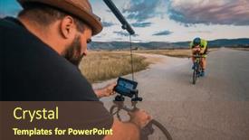  Presentation with dedication - Presentation featuring videographer-recording-a-triathlete-riding background and a violet colored foreground