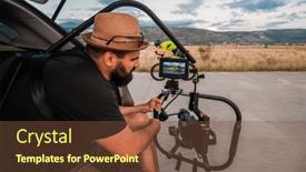  Presentation with videographer - Theme consisting of videographer-recording-a-triathlete-riding background and a tawny brown colored foreground