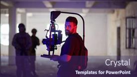  Presentation with videographer - Slide set consisting of videographer-taking-action-shoot background and a violet colored foreground