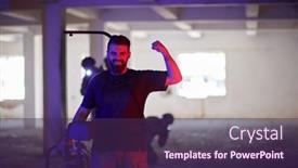  Presentation with videographer - PPT layouts with videographer-taking-action-shoot background and a violet colored foreground