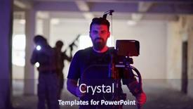  Presentation with videographer - PPT theme having videographer-taking-action-shoot background and a wine colored foreground