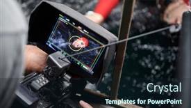  Presentation with videographer - Presentation theme having videographer-taking-action-shot background and a wine colored foreground