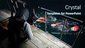  Presentation with videographer - Slides with videographer-taking-action-shot background and a navy blue colored foreground