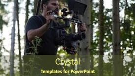  Presentation with action movie - Colorful slide set enhanced with videographer-with-professional-movie-video backdrop and a tawny brown colored foreground